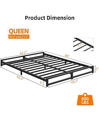 gaomon 6-Inch Queen Metal Bed Frame Heavy Duty Platform Steel Slat Support Mattress Foundation No Box Spring Noise-Free