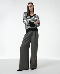 Leem Women's Argyle Mesh Textured Knitted Sweater