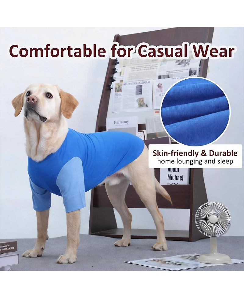 Aronkl 2 Pack Breathable Cotton Spandex Dog T-shirts for Year-Round Comfort