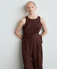 Mango Women's Lyocell Belt Jumpsuit