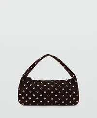 Mango Women's Suede Studded Shoulder Bag