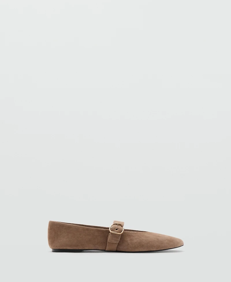 Mango Women's Suede Leather Ballet Flats