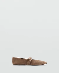 Mango Women's Suede Leather Ballet Flats
