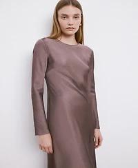 Mango Women's Long Satin Textured Dress