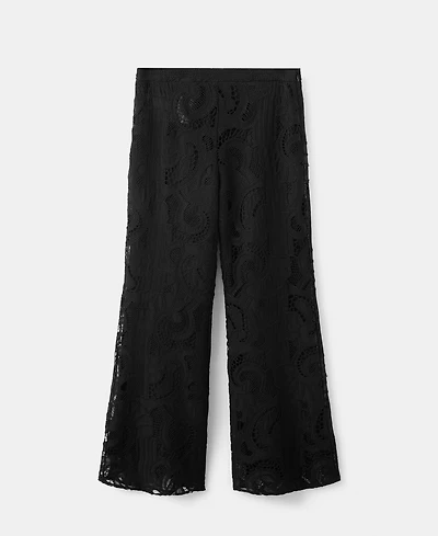 Mango Women's Openwork Embroidery Straight Pants