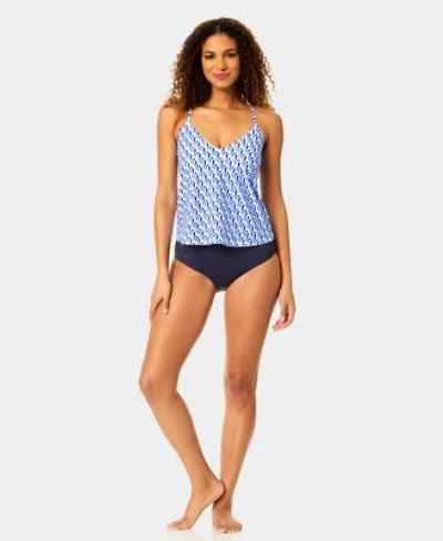 Anne Cole Womens Easy Tri V Neck Tankini Top High Waist Bikini Bottoms