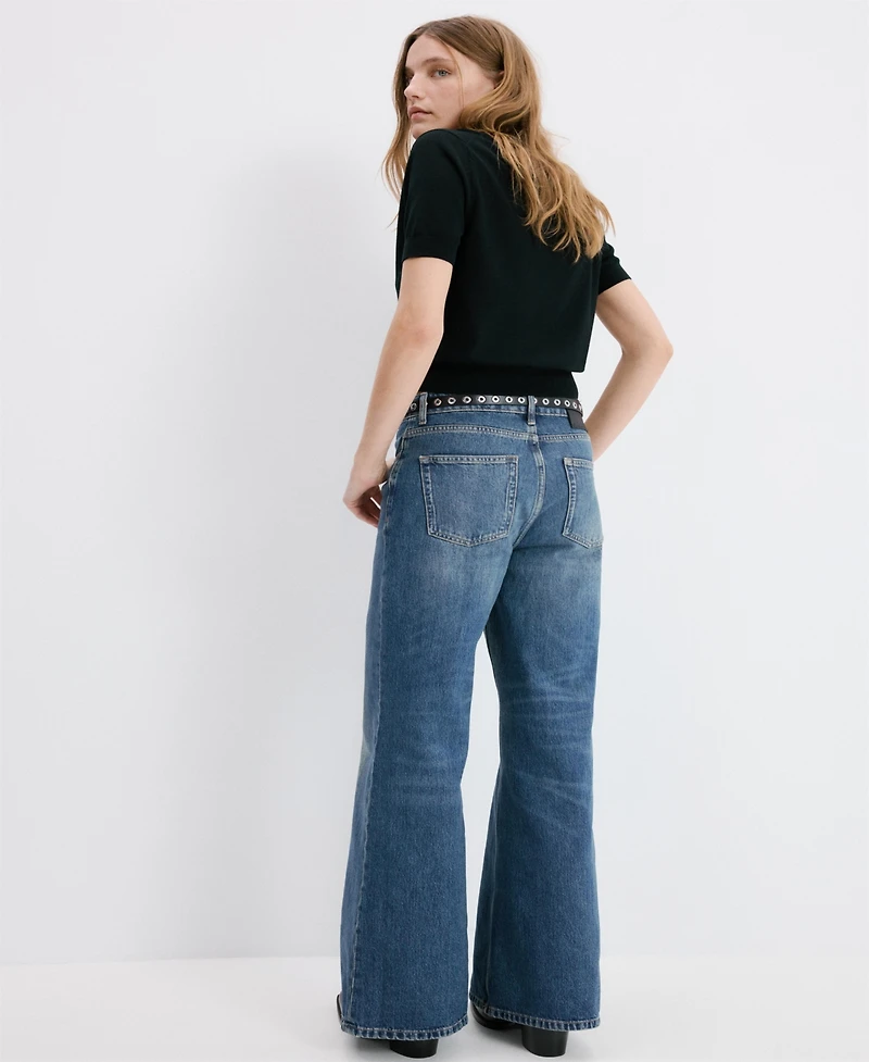 Mango Women's High-Waisted Wide Leg Jeans