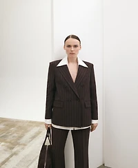 Mango Women's Double-Breasted Pinstripe Suit Blazer