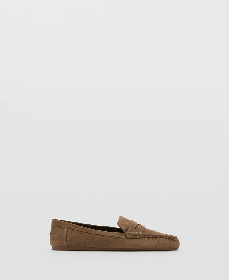 Mango Women's Suede Penny Loafers