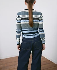 Mango Women's Stripped Knit Cardigan