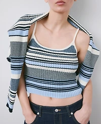 Mango Women's Striped Knitted Fitted Top