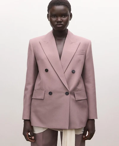 Mango Women's Double-Breasted Wool Suit Jacket