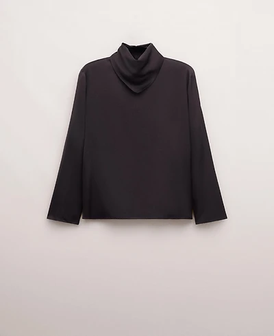 Mango Women's Satin Turtleneck Blouse