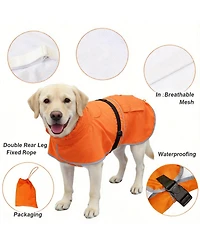 Aronkl Adjustable Hooded Raincoat for Medium Large Dogs with Reflective Edges