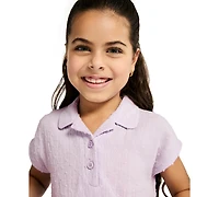 Calvin Klein Girls' 4-6X Dotted Crinkle Gauze Knot-Front Shirt and Twill Shorts, 2-Piece Set