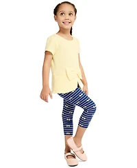 Kids Headquarters Girls' 2T-6X Popcorn Knit Tunic and Printed Capri Leggings, 2-Piece Set