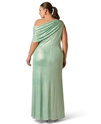 Adrianna Plus Size Foiled One-Shoulder Ball Gown