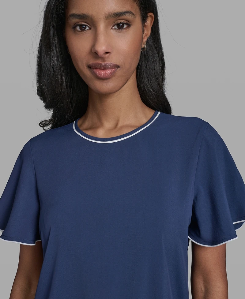 Karl Lagerfeld Paris Women's Crew Neck Short-Sleeve Top