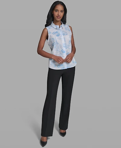 Karl Lagerfeld Paris Women's Collared Sleeveless Blouse