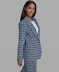 Karl Lagerfeld Paris Women's One-Button Patterned Jacket