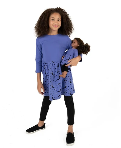 Leveret Toddler Girls Matching Doll 100% Cotton Long Sleeve Skirt Dress