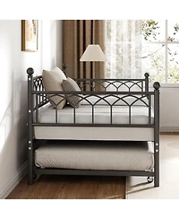gaomon Twin Daybed, Sofa Bed Frame with Metal Steel Slat Support, Heavy Duty Frame, Space Saving, Easy Assembly, for Small Spaces