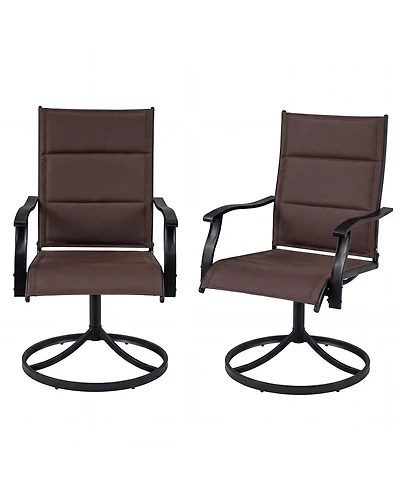Gymax Padded Patio Swivel Chairs Set of 2 Ergonomic Outdoor Dining w/High Back