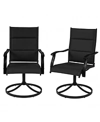 Gymax Padded Patio Swivel Chairs Set of 2 Ergonomic Outdoor Dining w/High Back