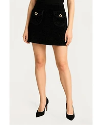 Nocturne Women's Textured Velvet Mini Skirt
