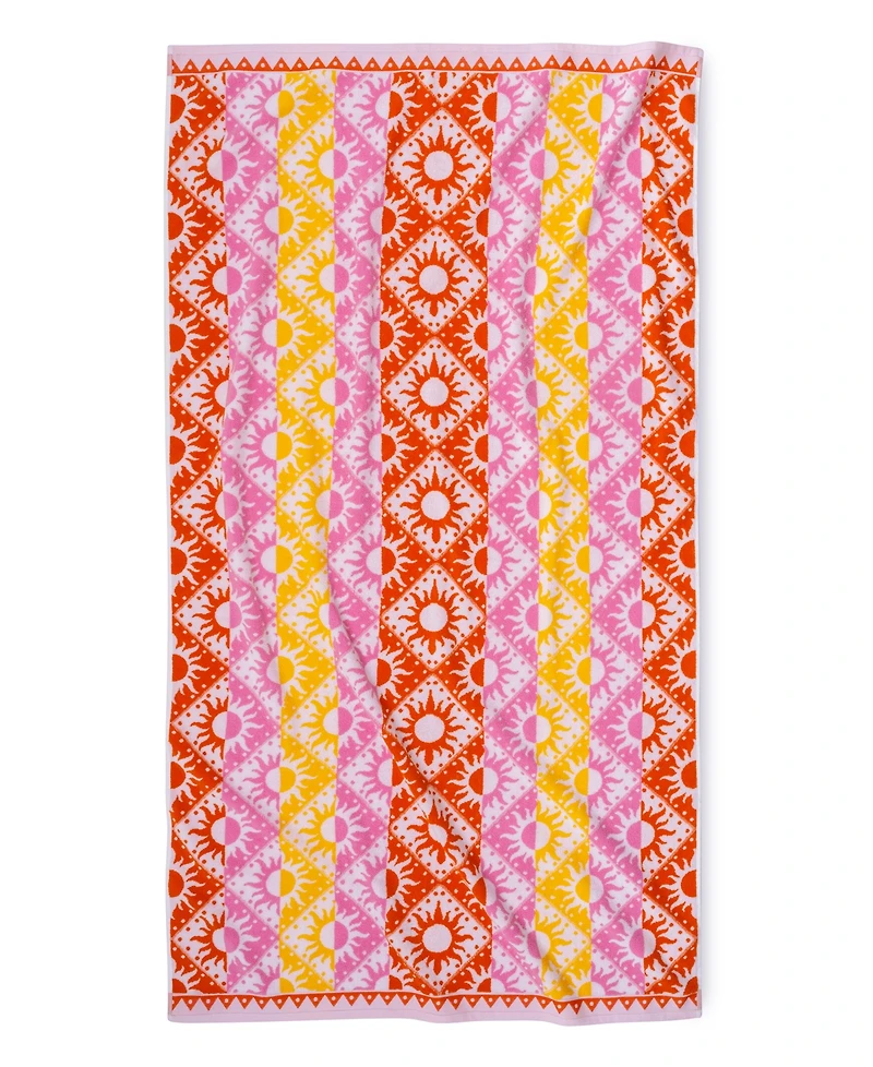The Beach House Sun Stripe Cotton Beach Towel, 40" x 70"
