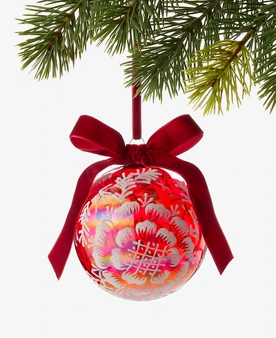 Holiday Lane Holiday Toile Floral Pattern Ball Ornament, Macy's Exclusive