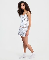 Just Polly Juniors Lace Trim Loungewear Camisole Tie Front Shorts
