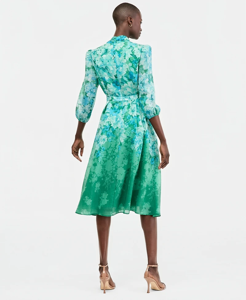 Tahari Asl Women's Tie-Neck Puffed-Shoulder Dress