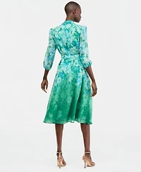 Tahari Asl Women's Tie-Neck Puffed-Shoulder Dress