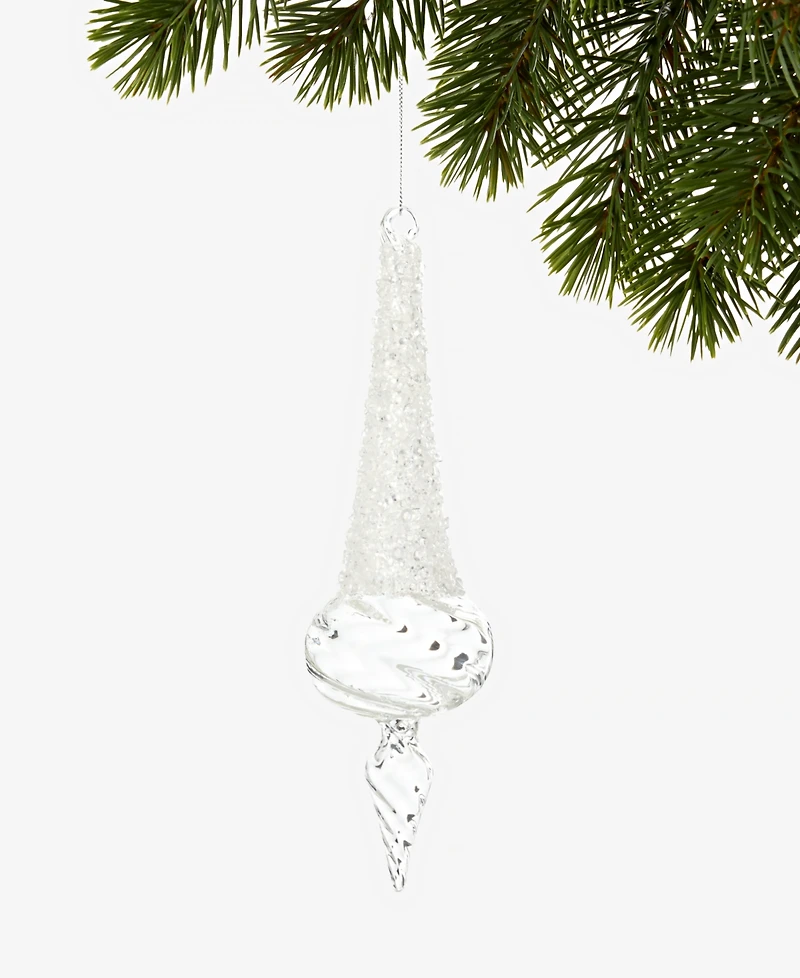 Holiday Lane Iced Delight Glass Icicle Ornament, Macy's Exclusive