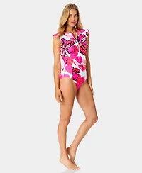 Anne Cole Women's Flutter Zipper-Front One-Piece Swimsuit