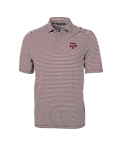 Cutter & Buck Men's Maroon Texas A&M Aggies Virtue Eco Pique Stripe Polo Shirt