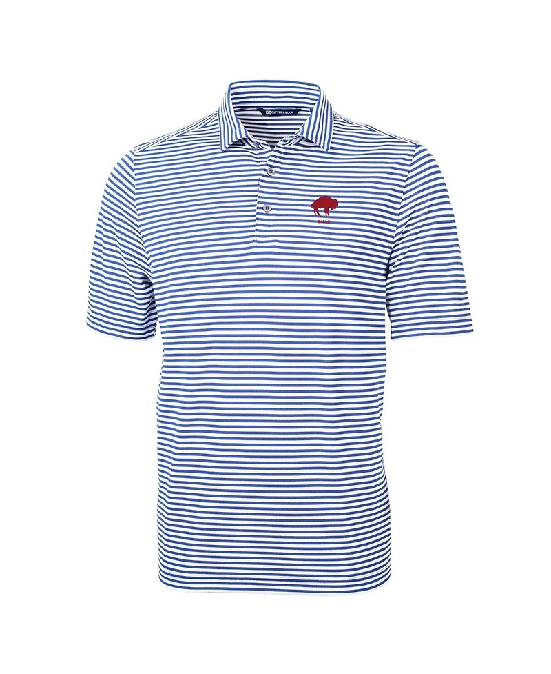 Cutter & Buck Men's Blue Buffalo Bills Throwback Logo Virtue Eco Pique Stripe Polo Shirt