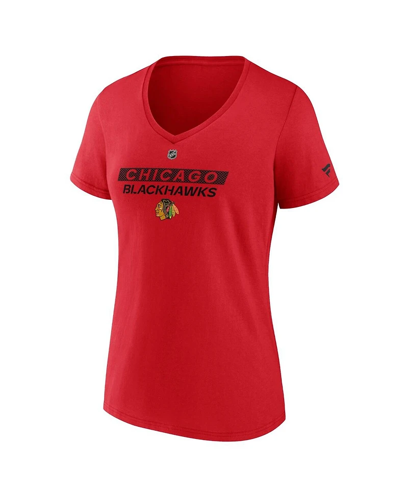 Fanatics Women's Red Chicago Blackhawks Authentic Pro Core Primary V-Neck T-Shirt