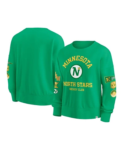 Fanatics Women's Kelly Green Minnesota North Stars Oversized Vintage Go Team Pullover Sweatshirt
