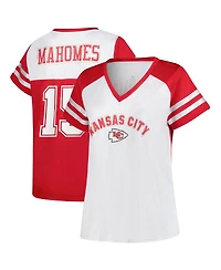 Fanatics Women's Patrick Mahomes White Kansas City Chiefs Plus Bling V-Neck T-Shirt