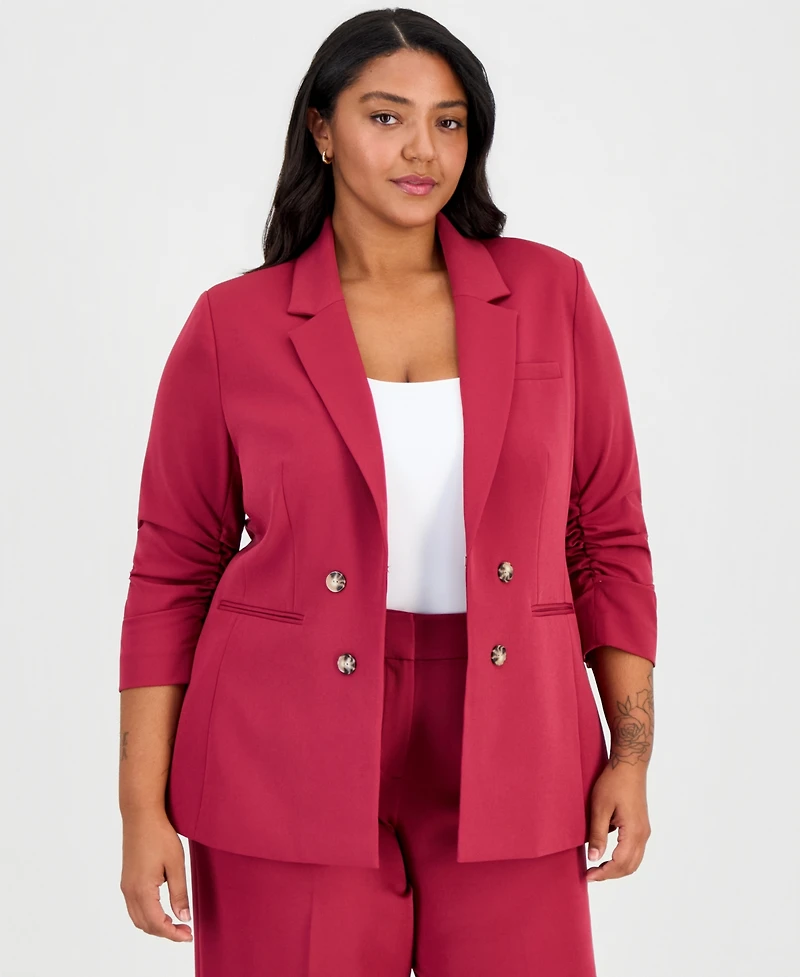 Tahari Asl Plus Faux Double-Breasted Jacket