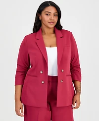 Tahari Asl Plus Faux Double-Breasted Jacket