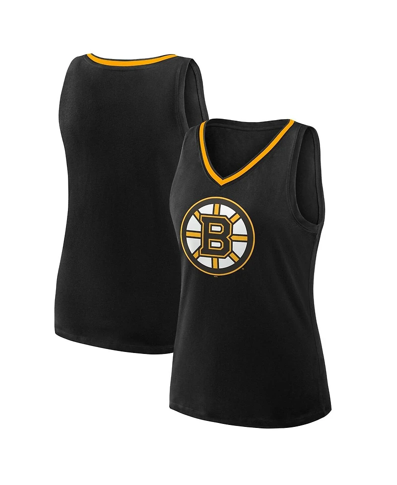 Logo Athletic Women's Black Boston Bruins Stellar Win V-Neck Tank Top