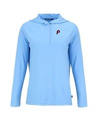 Cutter & Buck Women's Powder Blue Philadelphia Phillies Cooperstown Collection Coastline Epic Comfort Eco Hoodie Raglan Long Sleeve T-Shirt