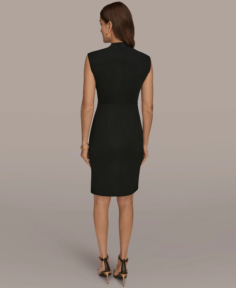 Donna Karan New York Women's Sheath Knee Length Dress with Novelty Hardware Trim