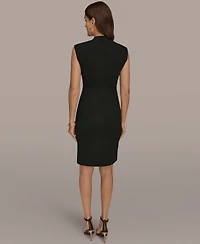 Donna Karan New York Women's Sheath Knee Length Dress with Novelty Hardware Trim