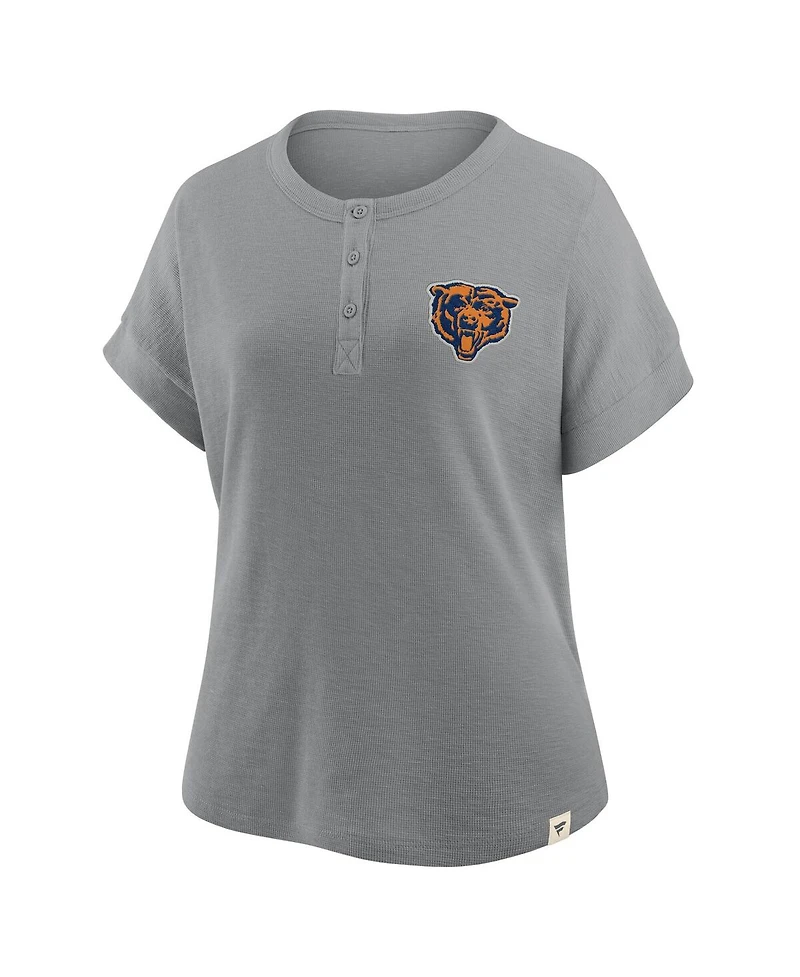 Fanatics Women's Heather Gray Chicago Bears Oversized Hometown Premium Henley Shirt