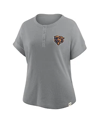 Fanatics Women's Heather Gray Chicago Bears Oversized Hometown Premium Henley Shirt
