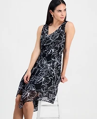 Connected Petite Handkerchief-Hem Midi Dress